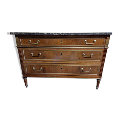 Commode en acajou et placage d'acajou époque Louis XVI, fin du 18ème s.