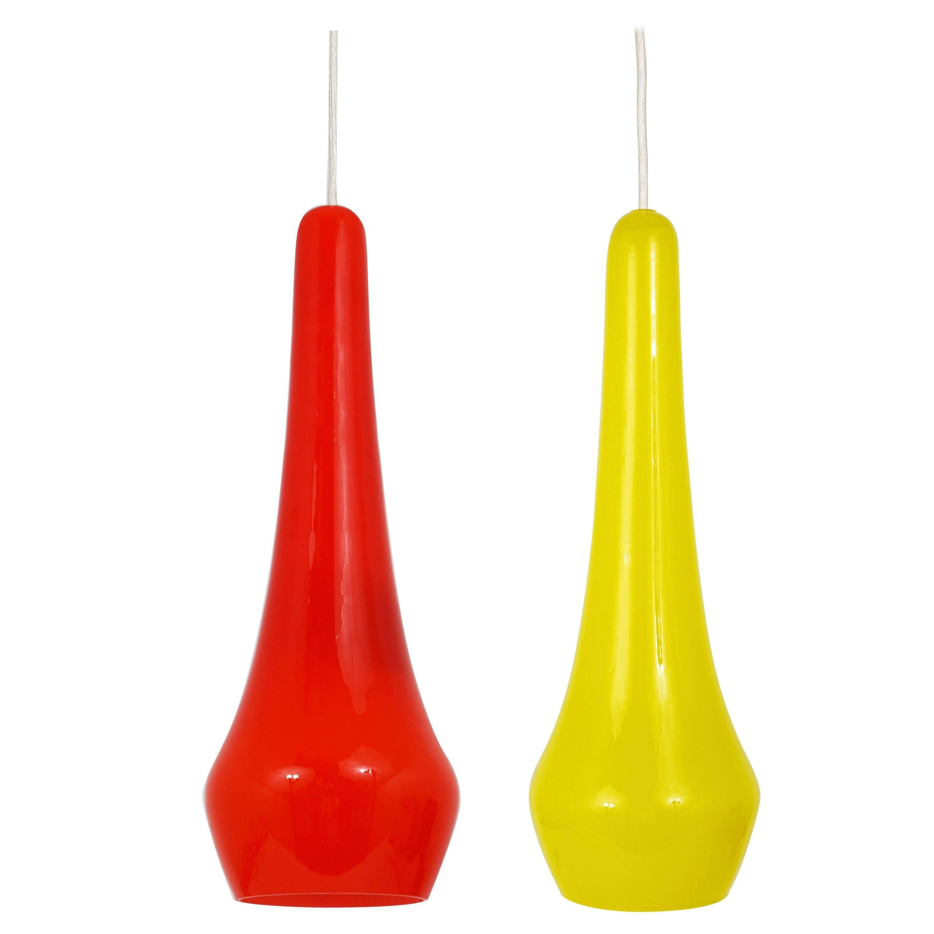 Deux lampes suspendues Mid Century en verre Murano de Gino Vistosi, Italie, années 1950