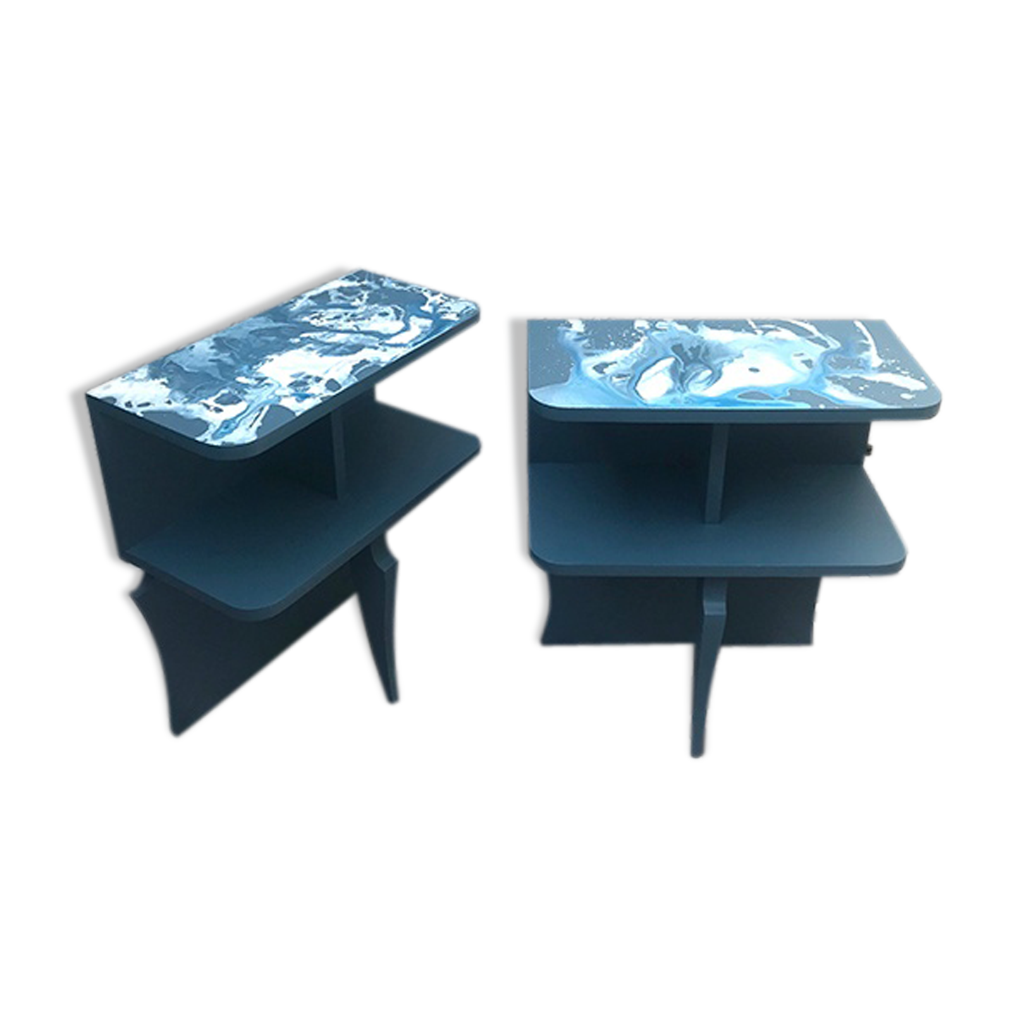 Pair of bedside blue