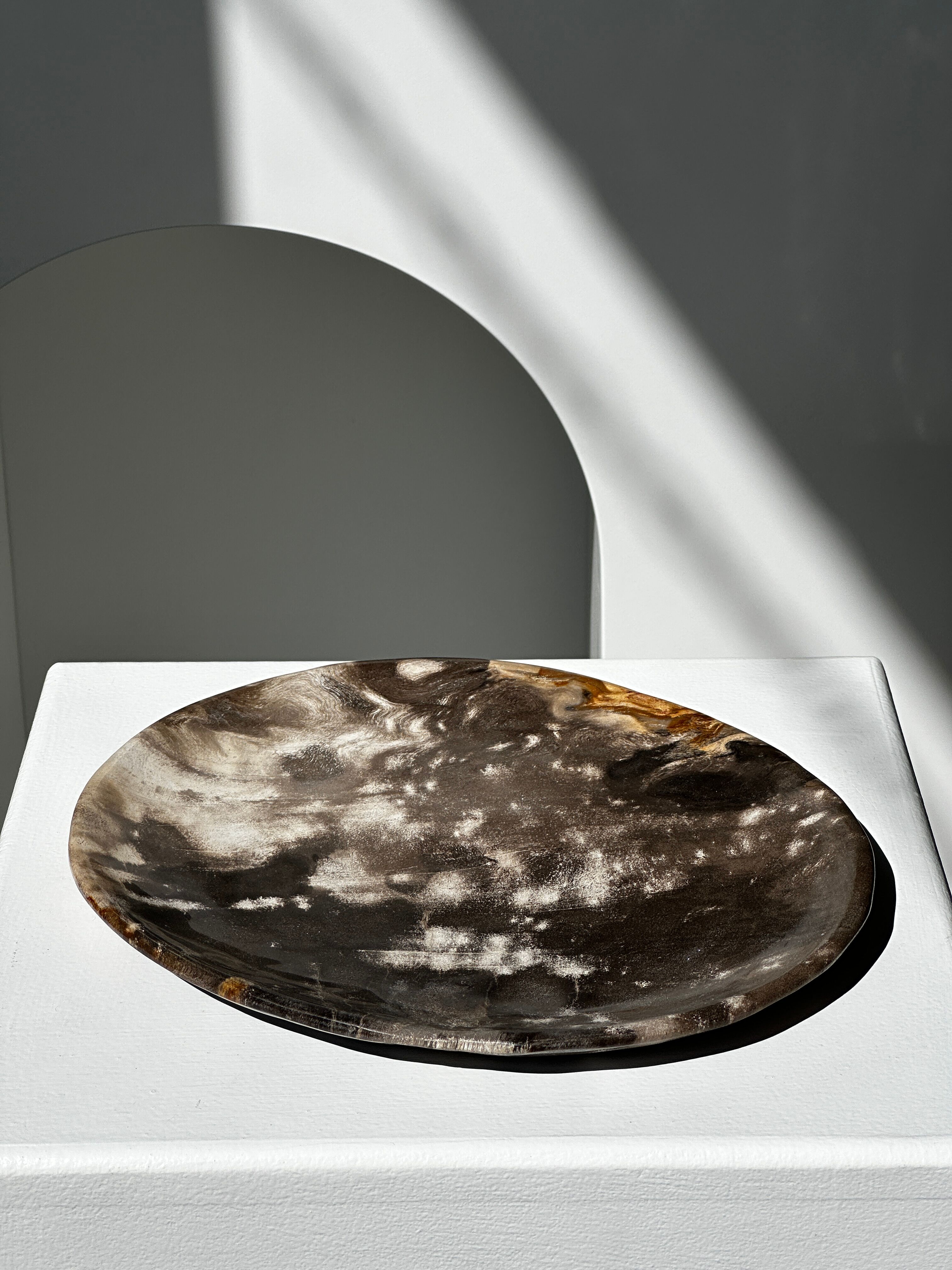 Dish in petrified wood