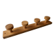 Solid pine wall-mounted coat rack with 4 hooks