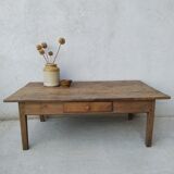 Farmhouse coffee table with solid wood drawer