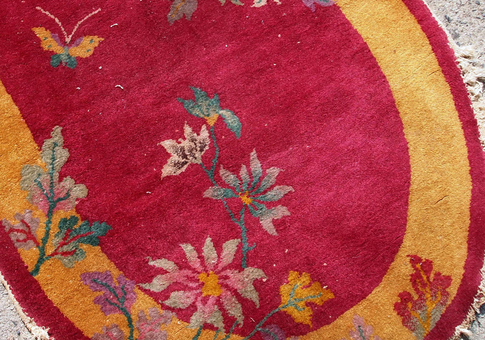 Old Chinese Art Deco handmade carpet 79cm x 134cm 1920s, 1E08