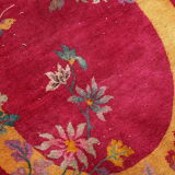 Old Chinese Art Deco handmade carpet 79cm x 134cm 1920s, 1E08