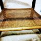 Side table in rattan and smoked glass