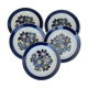 Faience Colditz Inglasur Lot 5 dessert plates blue flowers pattern
