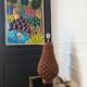 Large vintage woven lamp base in Riviera/Boho style from the 1970s.