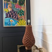 Large vintage woven lamp base in Riviera/Boho style from the 1970s.