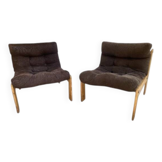 Vintage lounge chair pair "Neapel" – circa 1960, 100% cotton fabric