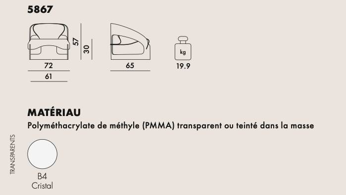 4801 Joe Colombo armchair, Kartell edition / transparent plexiglass