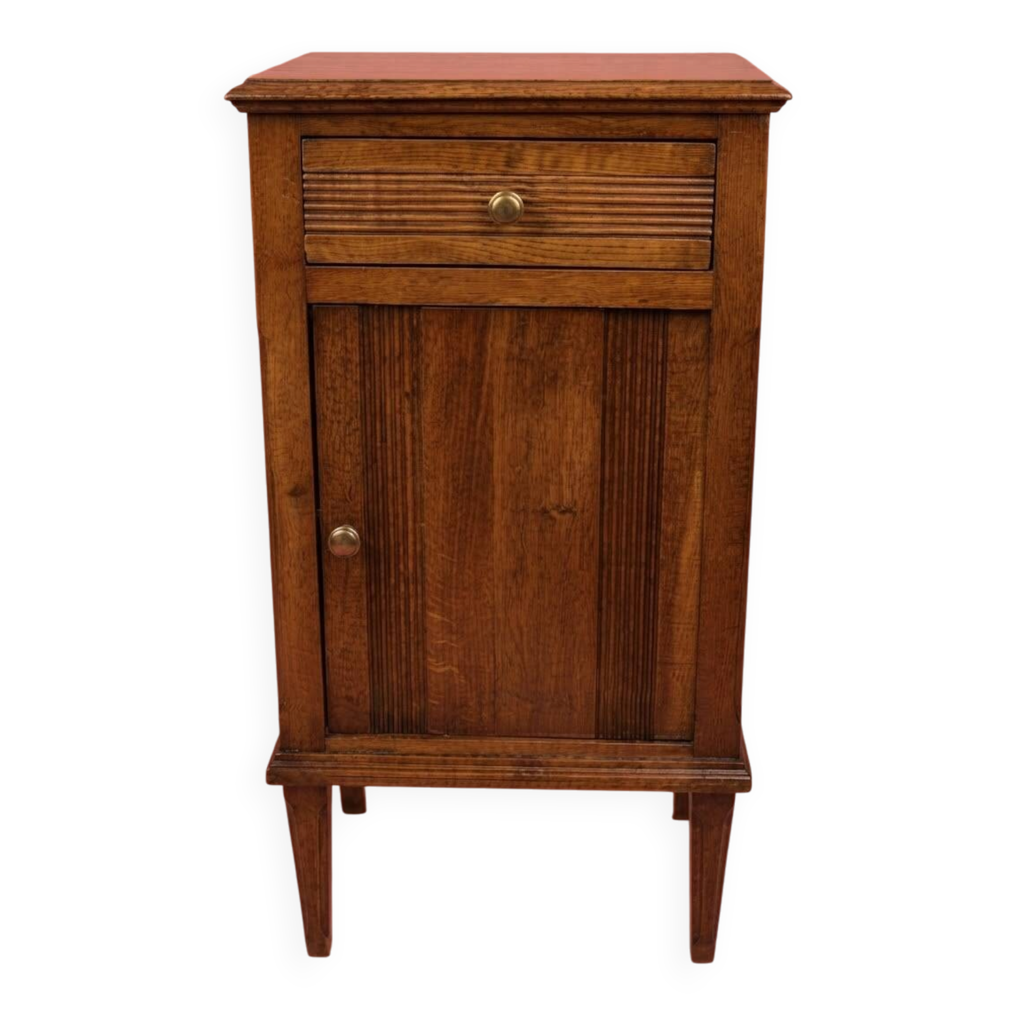 Vintage bedside table in solid oak, Art Deco and classic style.