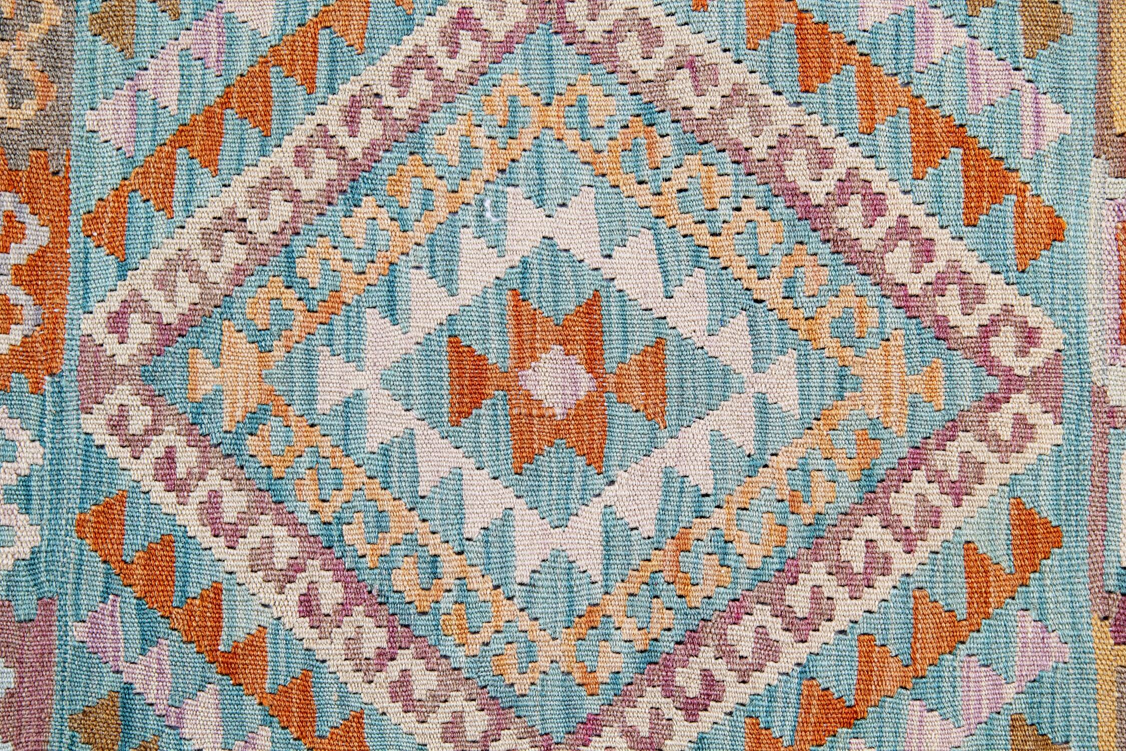 Handmade Grey Large  Kilim Rug, Geometric Flatweave Wool Carpet 294x218 cm