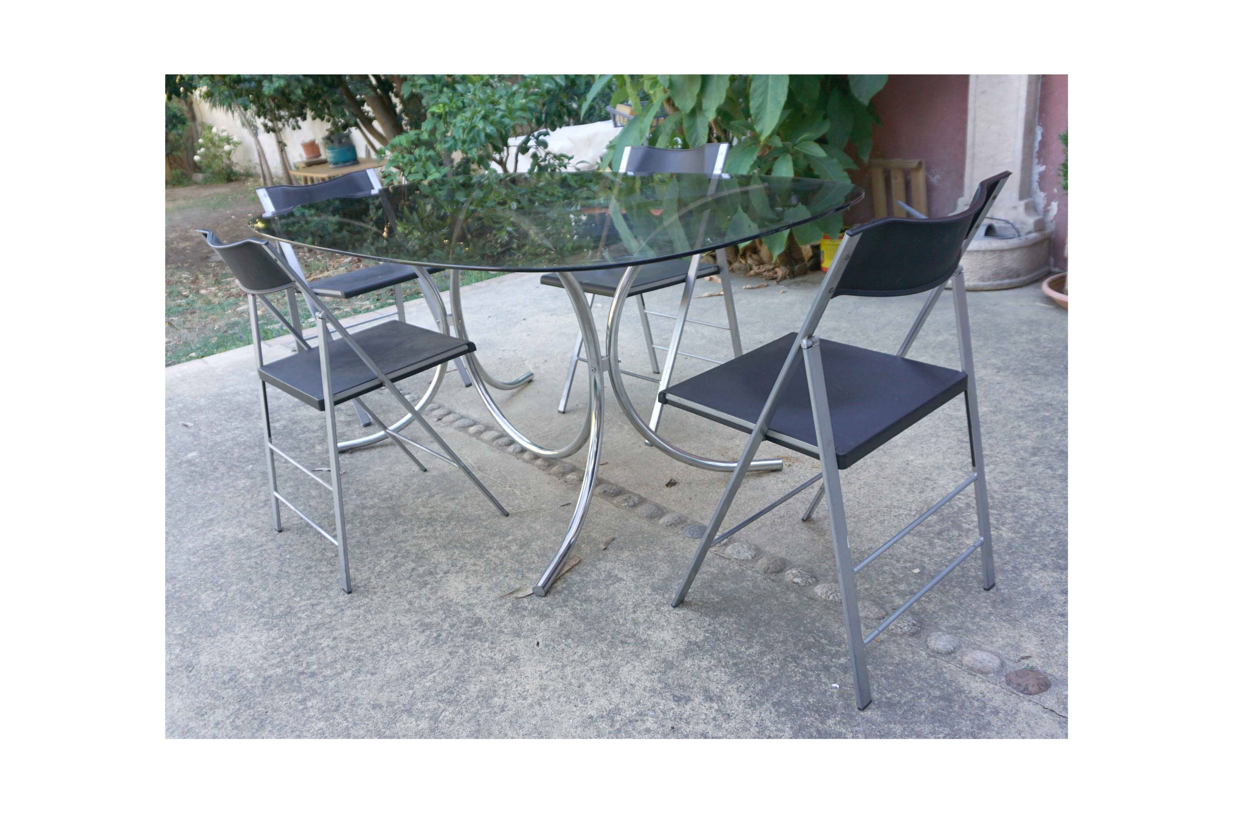 Chaises pliables (x4) acier plein