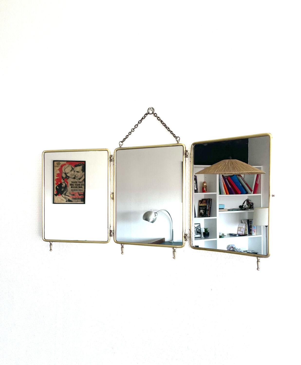 Triptych barber's mirror