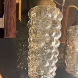 Set of 2 vintage wall lights, Danish teak, brass and bubble glass, Helena Tynell style, 1960s.