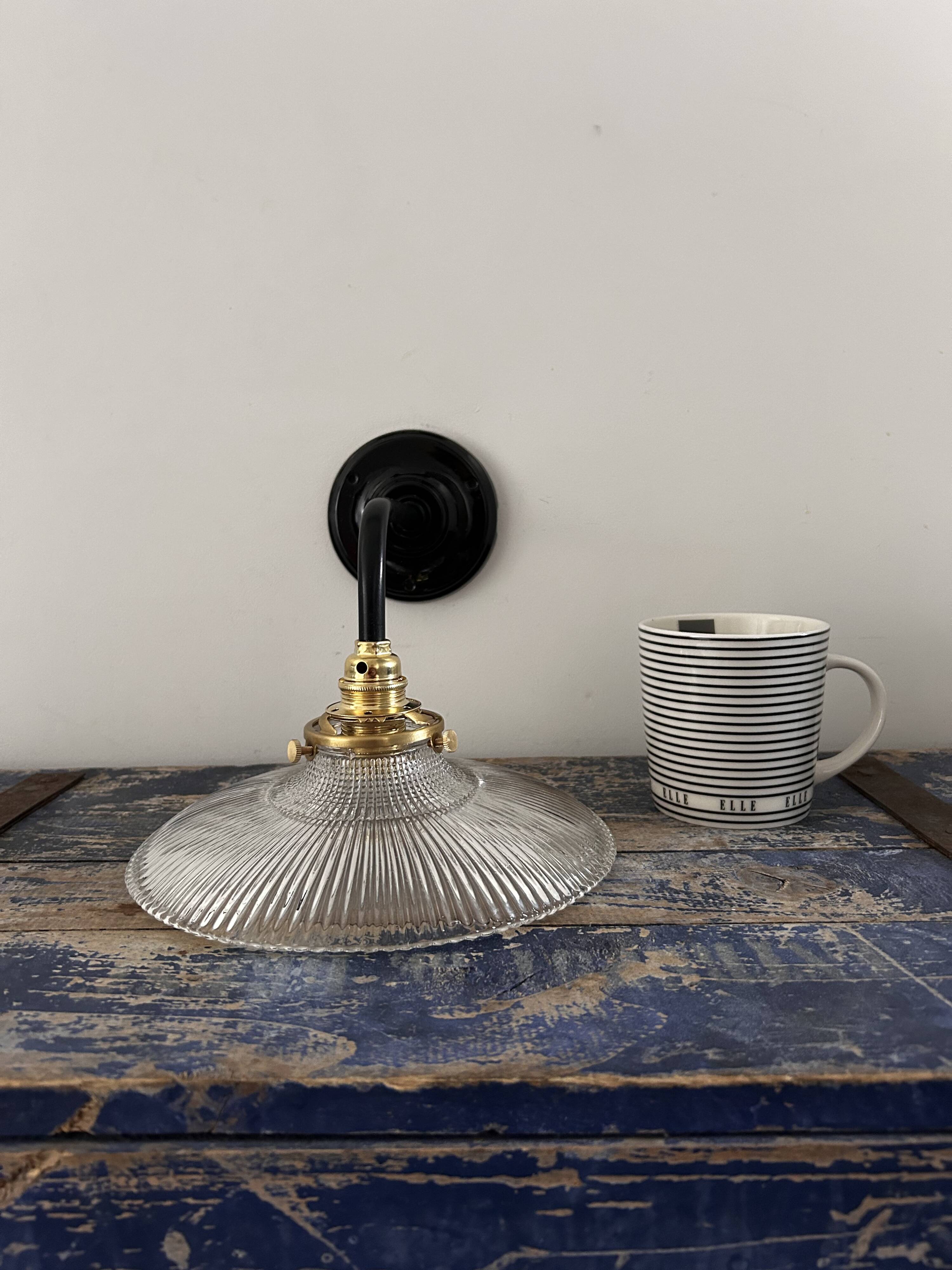 Holophane glass wall light