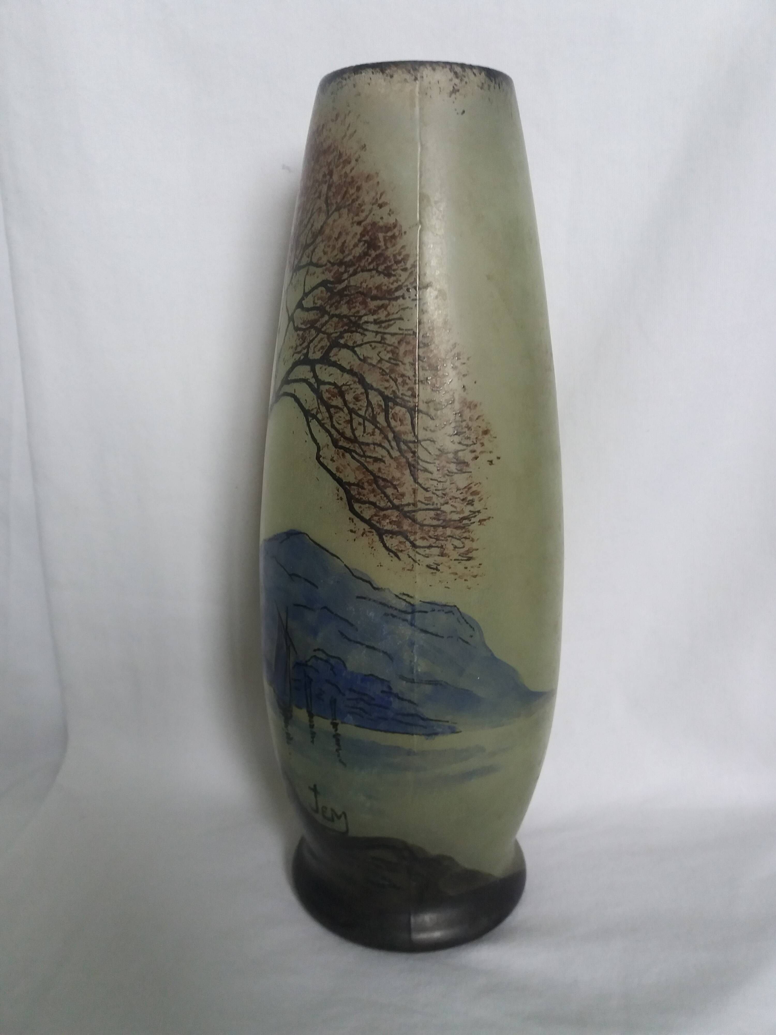 Vase with painted decoration signed Jem Joseph Mure