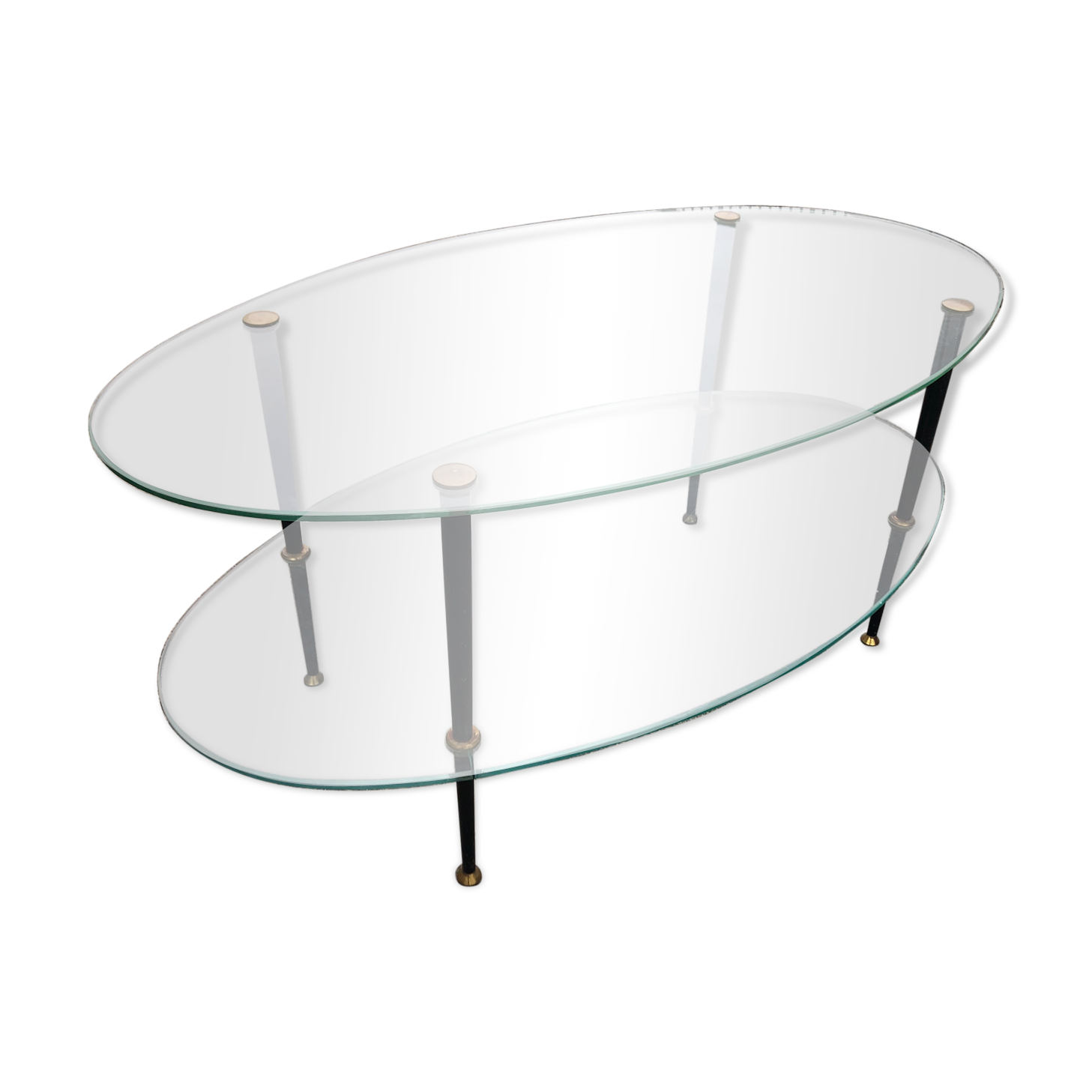 Glass coffee table double top dlg of Edoardo Paoli 50s