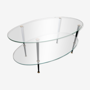Glass coffee table double top dlg of Edoardo Paoli 50s