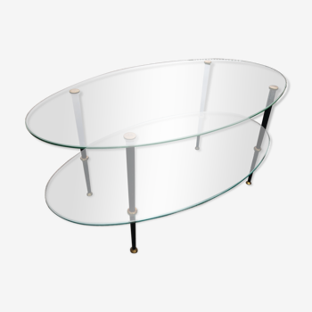 Table basse en verre double plateau dlg de Edoardo Paoli années 50