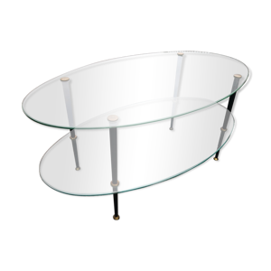 Table basse en verre double plateau