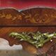Showcase bronze Louis XV decorated with marquetry veneer