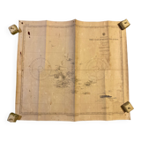 Old Galapagos maritime map with signature of the hydrographic US Navy captains