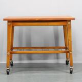 1960s Teak Side Table on Wheels, Denmark