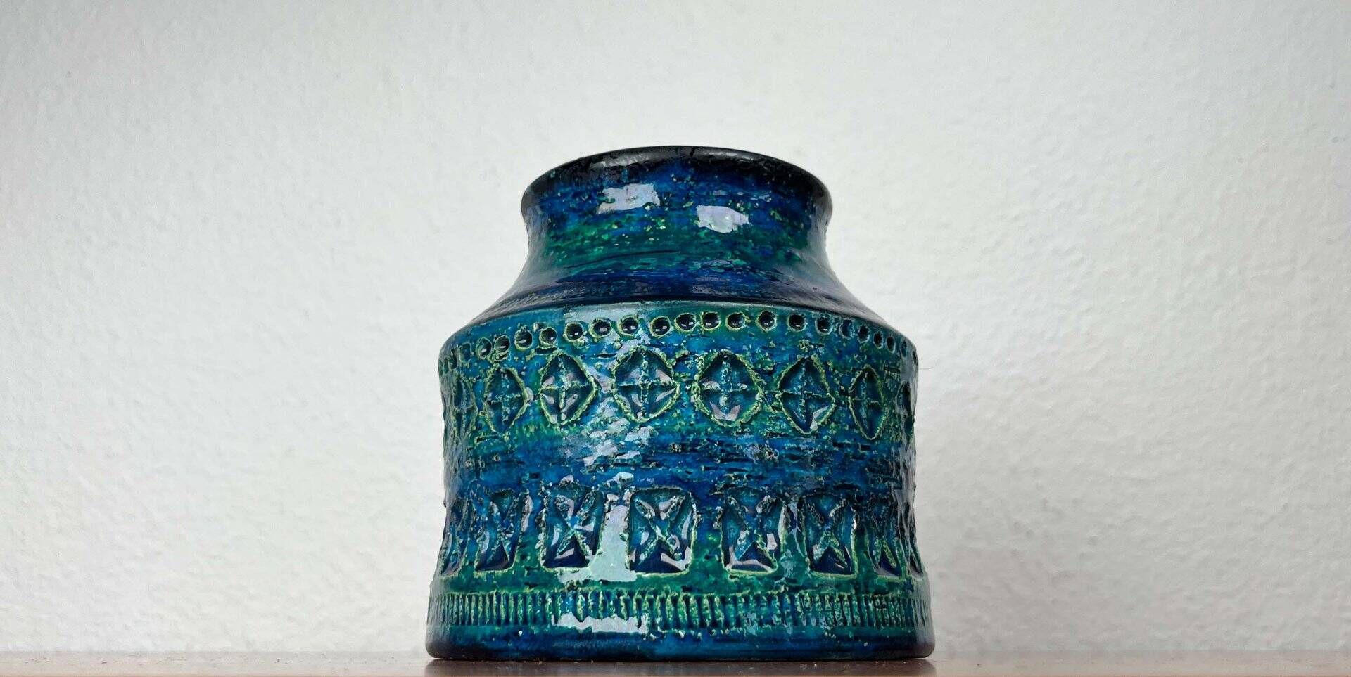 Mid-Century Modern Rimini Blu Pottery Vase by Aldo Londi for Bitossi, Italy, 1960s