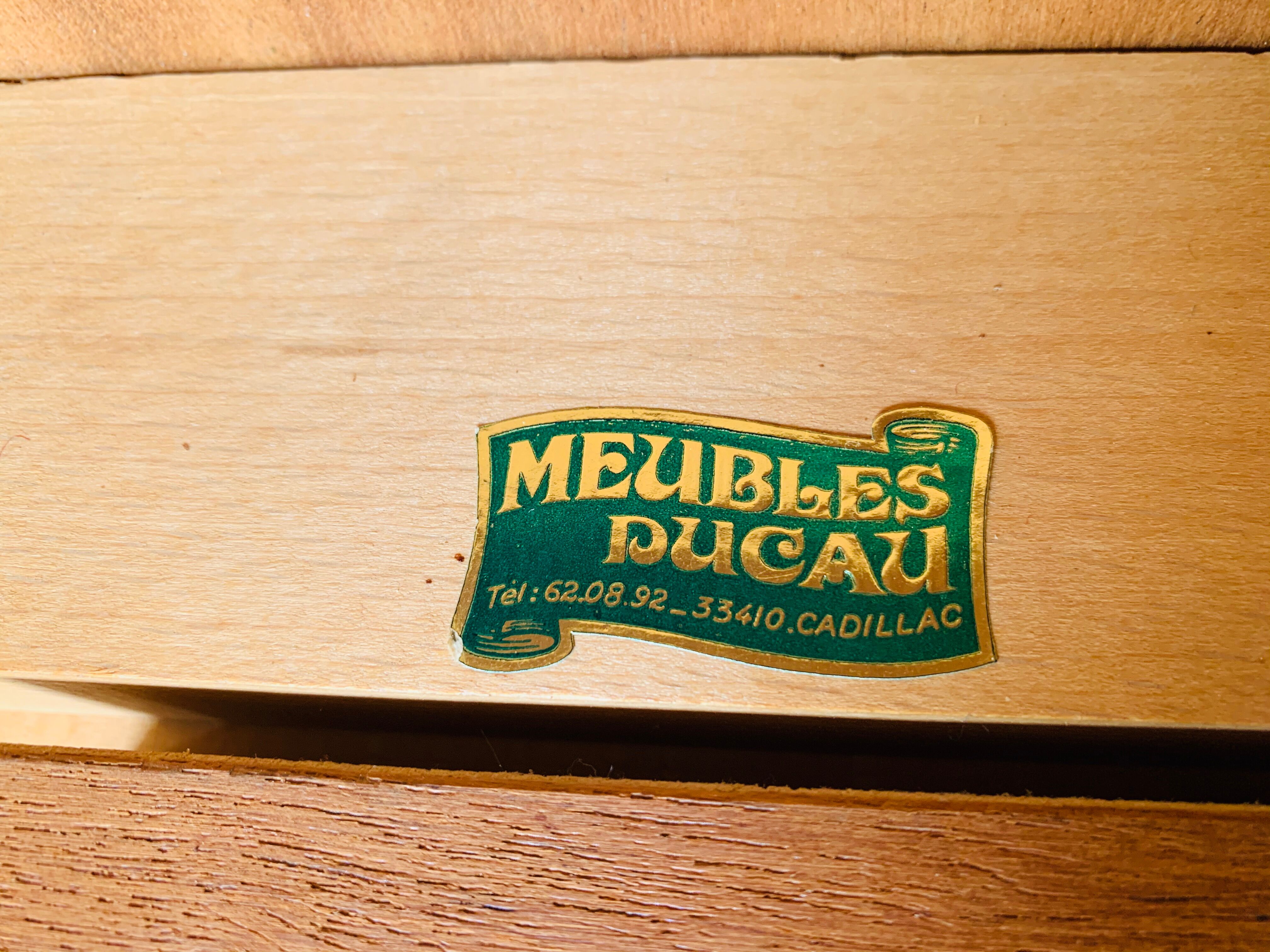 Extendable Scandinavian style dining table with double elongations by Maison Ducau, Circa 1970