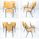 Lot de 3 chaises empilables Mid Century Chaise d'école Industrie Bois Métal Marron Vintage Rétro Cha