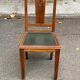 Art Deco chair in solid oak wood and green leather