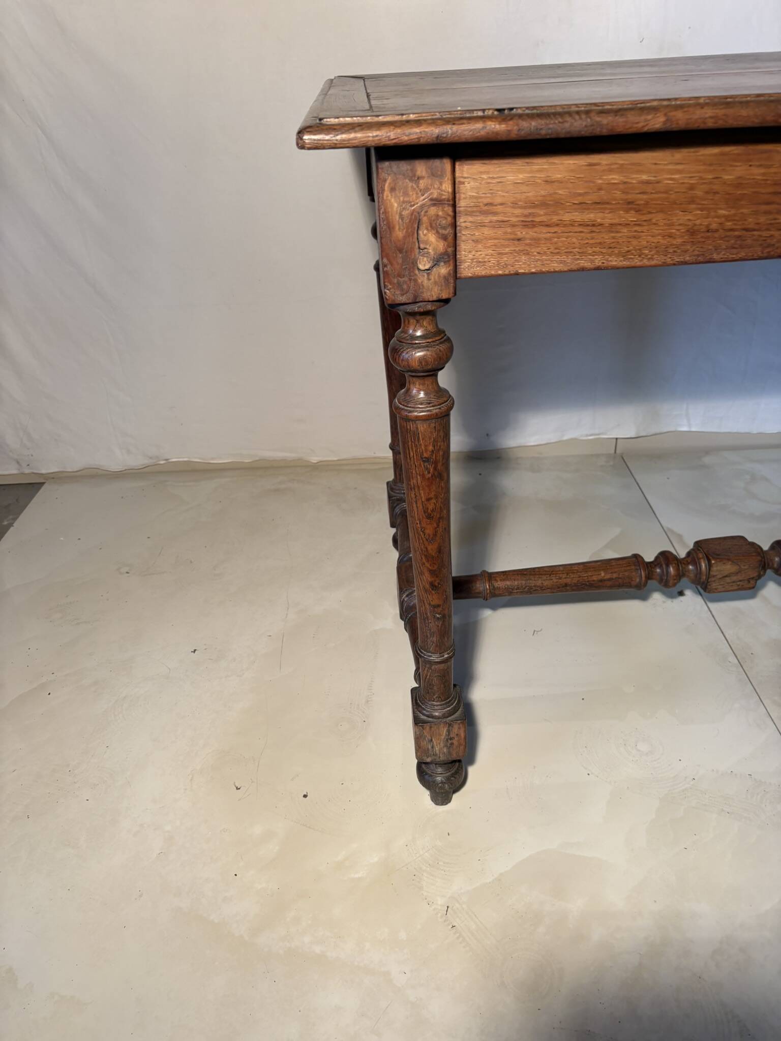 Antique solid wood table with turned legs