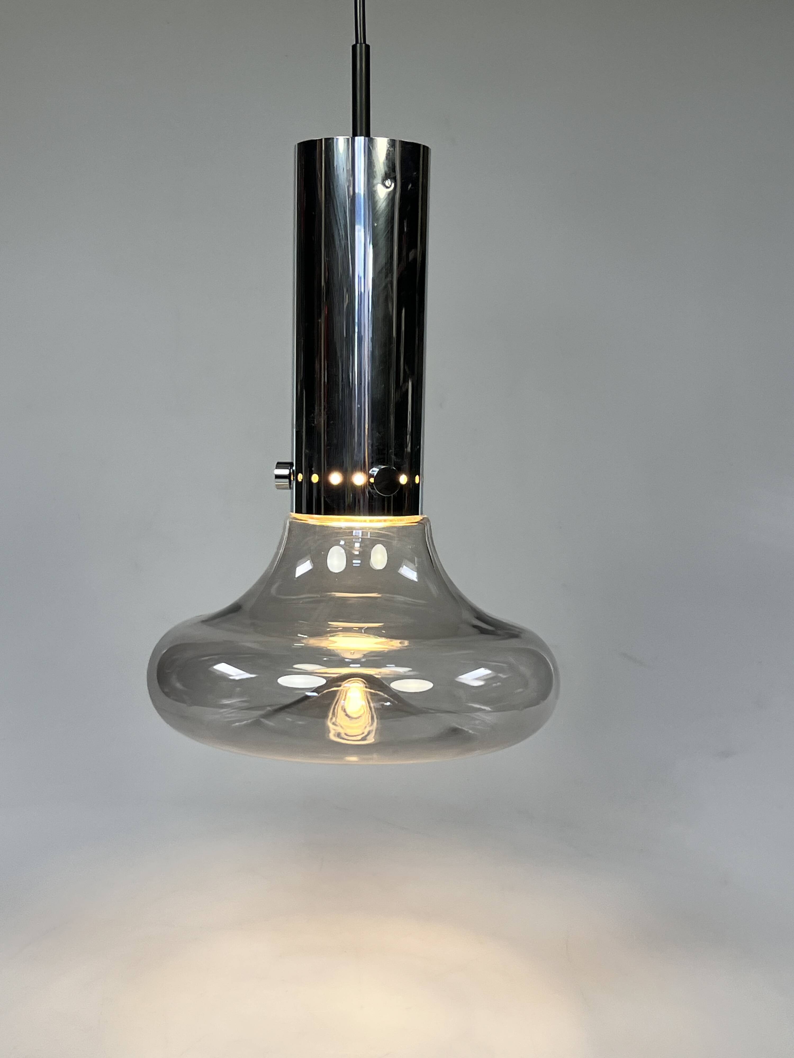 Vintage Space Age Pendant Lamp, Herbert Proft, Glashütte Limburg