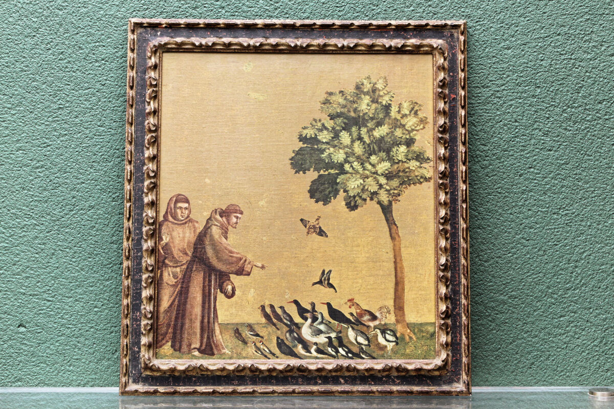 Reproduction Braun & Cie, Saint Francis of Assisi, carved wooden frame