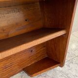 Vintage solid oak geometric wall shelf