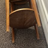 Table d’appoint / guéridon double plateau style Louis XVI en bois marqueté