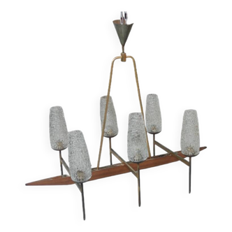 Old modernist chandelier with 6 lights Lunel