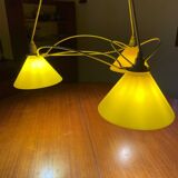 Vintage 3-light pendant light by Le Dauphin circa 1980s