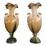 Delphin MASSIER (1836-1907) (after): Pair of large baluster-shaped earthenware vases
