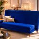 Blue velvet sofa Philippe Starck model Royalton