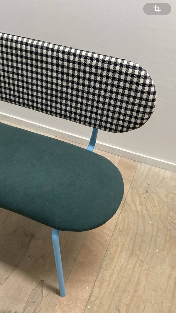 Banc en tissu vichy noir et Aquaclean vert