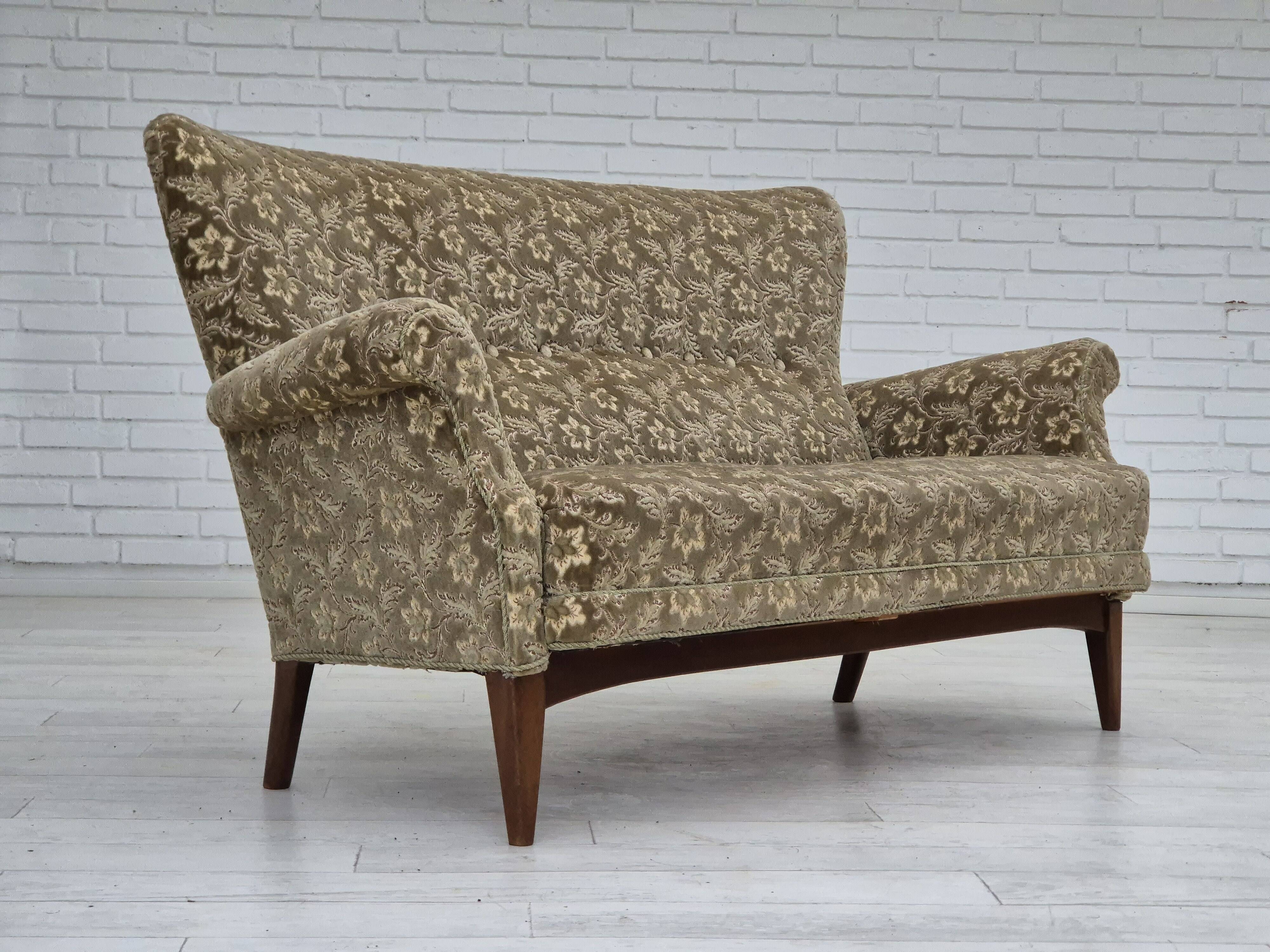 Canapé danois 2 places de Fritz Hansen, très bon état, velours.