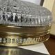 Glass and gold metal ceiling light, vintage model from the 1930s.