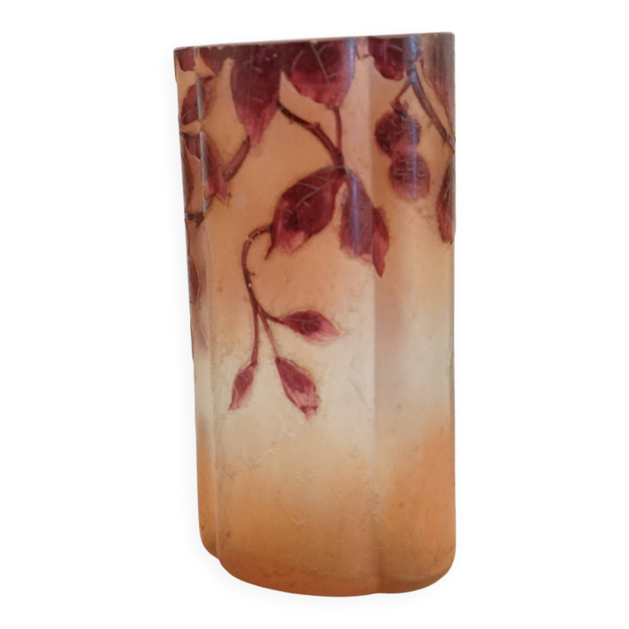 Legras quadrilobed vase from the "ruby" series in glass (1900 - 1910)