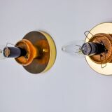 Pair of "cocoon" wall lights, resin and pine, Italy, 1970