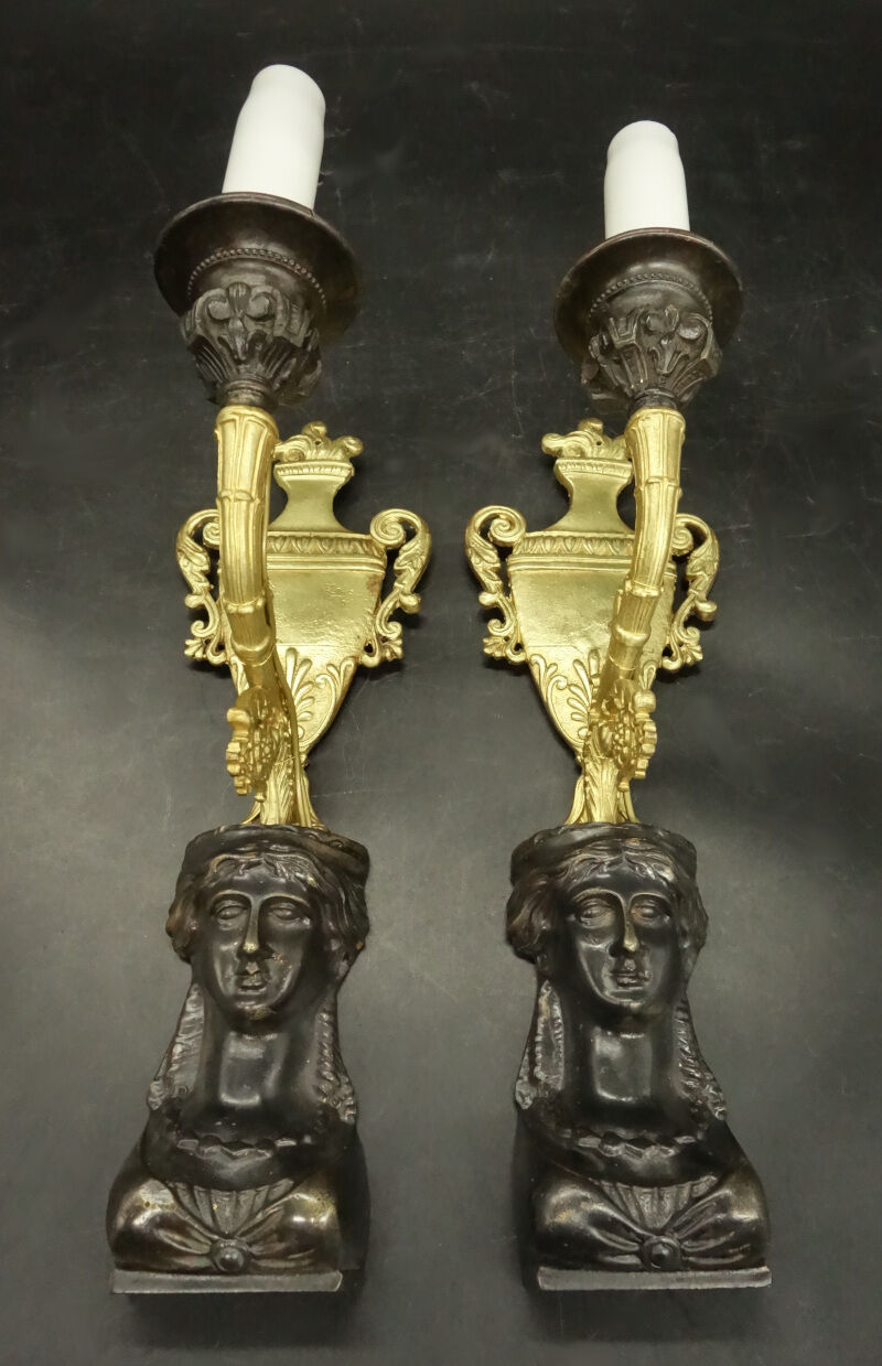 Pair of caryatid sconces Empire style early nineteenth century
