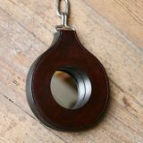 Lancel mirror, leather and wood, France 1960s