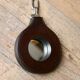 Lancel mirror, leather and wood, France 1960s
