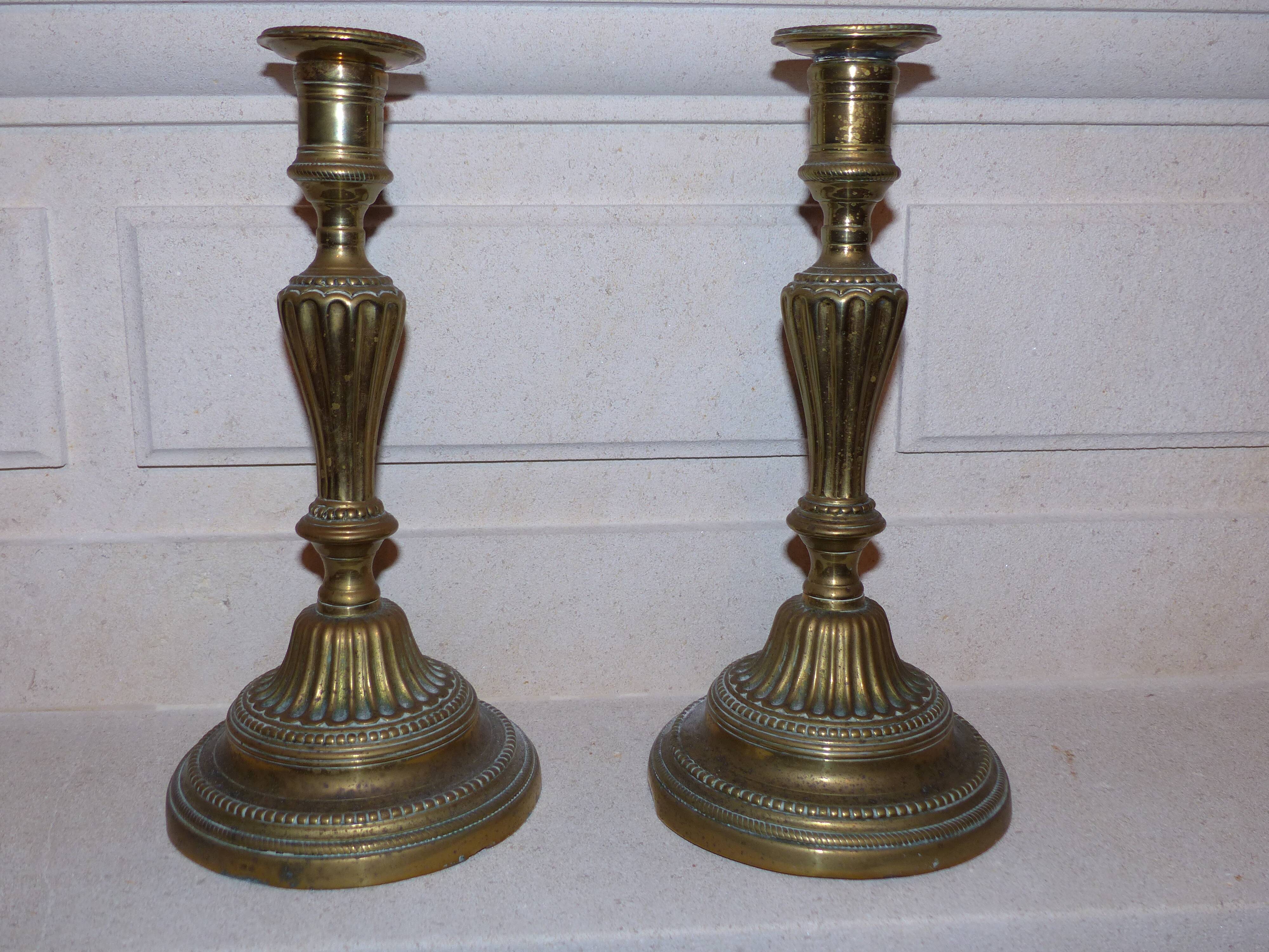 Copper candlestick pair